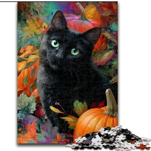 Puzzle für Erwachsene, 1000-teiliges Puzzle Schwarze Katze, Familienspiel für und einzigartige Heimdekoration und Geschenke für 14-Jährige (Größe 50x75cm) von RZFWJL
