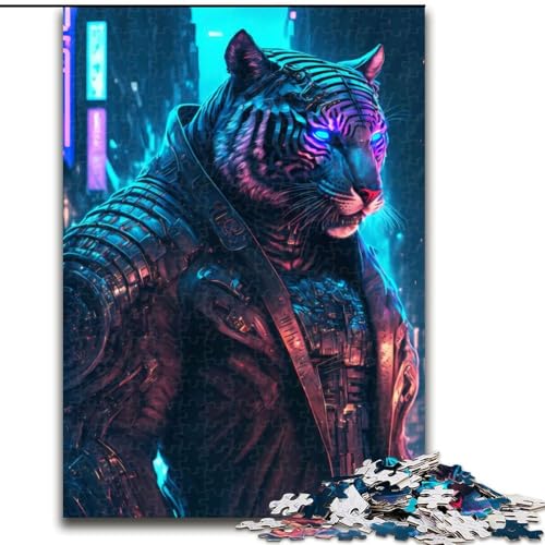 Puzzle für Erwachsene, 1000-teiliges Tiger-Mann-Puzzle aus Pappe, mit interaktivem Familienspiel, Kinder ab 14 Jahren, 1000 Teile(26x38cm) von RZFWJL