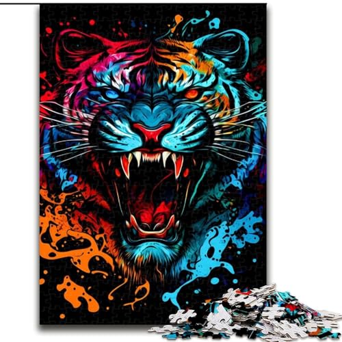 Puzzle für Erwachsene, 1000-teiliges Tiger-Puzzle aus Holz, mit interaktivem Familienspiel, Kinder ab 14 Jahren, 1000 Teile(50x75cm) von RZFWJL