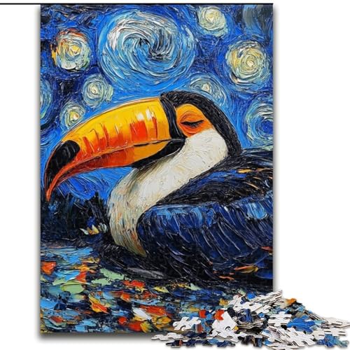 Puzzle für Erwachsene, 1000-teiliges Tukan-Nachthimmel-Puzzle aus Pappe, anspruchsvolles Denkspiel für Teenager, unterhaltsames interaktives Spiel für die ganze Familie, 1000 Teile(26x38cm) von RZFWJL