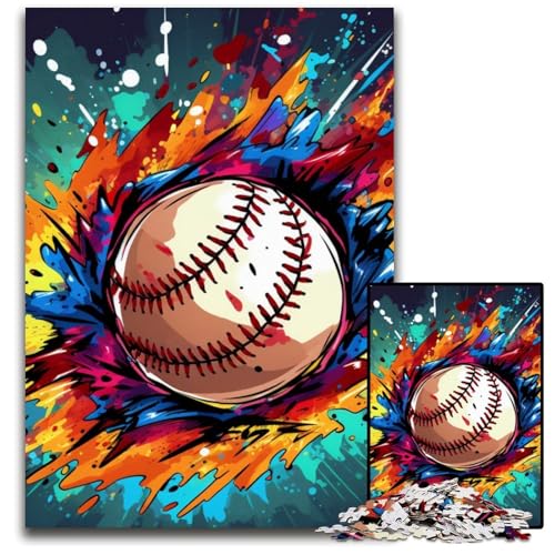 Puzzle für Erwachsene, 1000-teiliges buntes Baseball-Holzpuzzle, interaktives Familienspiel, DIY-Heimdekoration, Gehirn-Herausforderungsgeschenk, 50x75cm/19,68x29,52 Zoll Puzzle für Erwachsene, 1000-teiliges buntes Baseball-Holzpuzzle, interaktives Familienspiel, DIY-Heimdekoration, Gehirn-Herausforderungsgeschenk, 50x75cm/19,68x29,52 Zoll von RZFWJL