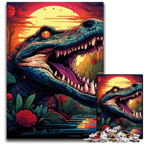 Puzzle für Erwachsene, 1000-teiliges buntes Krokodil-Holzpuzzle, interaktives Familienspiel, DIY-Heimdekoration, Gehirn-Herausforderung, Geschenk, 50x75cm/19,68x29,52 Zoll Puzzle für Erwachsene, 1000-teiliges buntes Krokodil-Holzpuzzle, interaktives Familienspiel, DIY-Heimdekoration, Gehirn-Herausforderung, Geschenk, 50x75cm/19,68x29,52 Zoll von RZFWJL