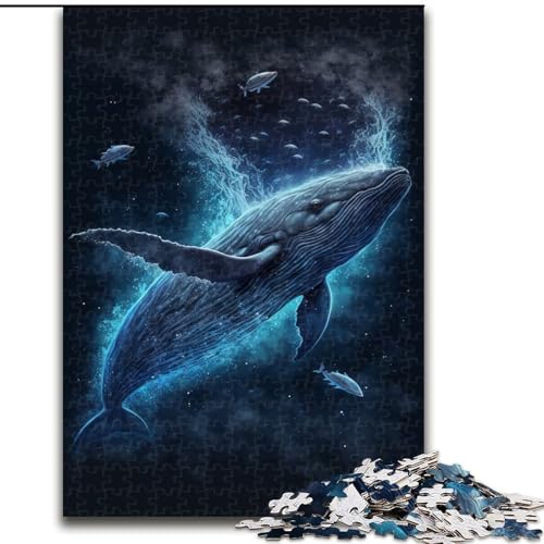 Puzzle für Erwachsene, 1000-teiliges leuchtendes Wal-Puzzle aus Holz, Familieninteraktion und Gehirn-Herausforderung, Familienaktivitäts-Herausforderung, 1000 Teile(50x75cm) von RZFWJL