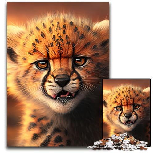 Puzzle für Erwachsene,1000 Fantasy-Leoparden-Puzzles für Erwachsene,perfekt für Teenager,zum Zusammenhalt der Familie,als Denksportaufgabe und als DIY-Geschenk zur Heimdekoration,26x38cm von RZFWJL
