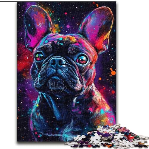 Puzzle für Erwachsene,1000-teiliges Galaxy-Puzzle mit französischer Bulldogge aus Pappe,anspruchsvolles Denkspiel für Teenager,unterhaltsames interaktives Spiel für die ganze Familie,1000 Teile von RZFWJL