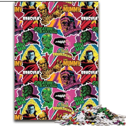 Puzzle für Erwachsene mit 1000 Teilen, Horror-Monster-Puzzle aus Pappe, entspannende Unterhaltung, Heimdekoration, 1000 Teile(26x38cm) von RZFWJL