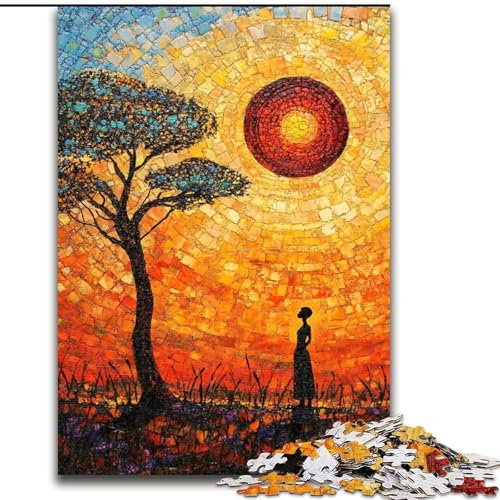 Puzzle für Erwachsene und Jugendliche, 1000 Teile, Afrikanische Graslandschaften, für 14+, für Familienspaß und Spieleabende, Künstlersammlung, Bildende Kunst (Größe 50x75cm) von RZFWJL