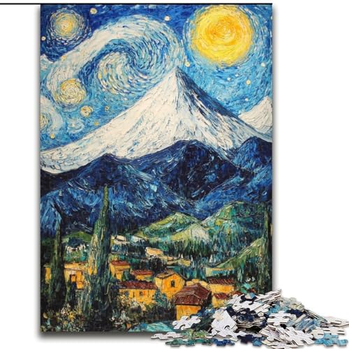 Puzzle für Erwachsene und Jugendliche, 1000 Teile, Berggemälde von Van Gogh, für 14+, für Familienspaß und Spieleabende, Künstlersammlung, Bildende Kunst (Größe 50x75cm) von RZFWJL
