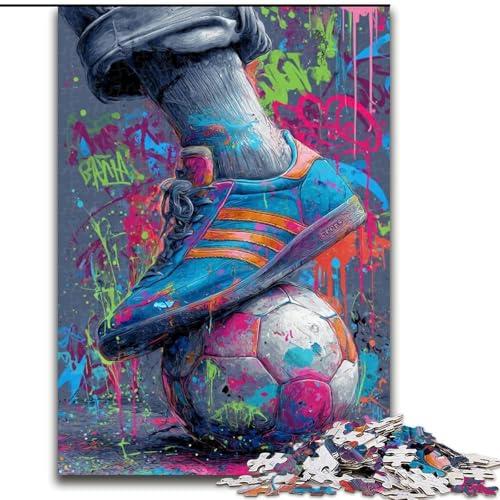 Puzzle für Erwachsene und Jugendliche, 1000 Teile, Fußball-Ölgemälde, für 14+, für Familienspaß und Spieleabende, Künstlersammlung, Bildende Kunst (Größe 50x75cm) von RZFWJL