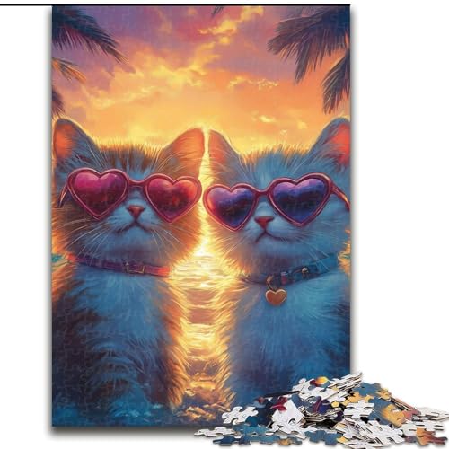 Puzzle für Erwachsene und Jugendliche, 1000 Teile, Katze, Denksportaufgabe zur Wanddekoration, einzigartige Geburtstags 14-Jährige (Größe 26x38cm) von RZFWJL