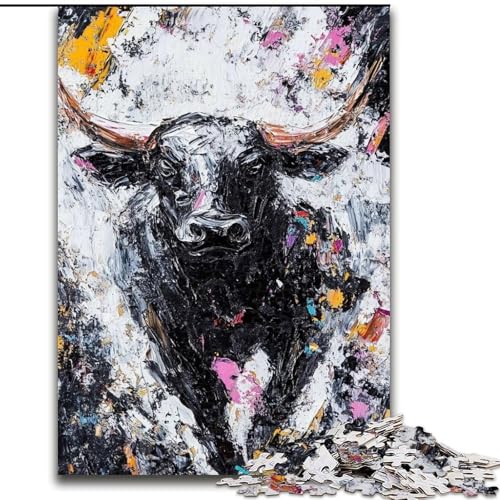 Puzzle für Erwachsene und Jugendliche, 1000 Teile, Schwarz-Gold-Bulle, Denksportaufgabe zur Wanddekoration, einzigartige Geburtstags 14-Jährige (Größe 26x38cm) von RZFWJL