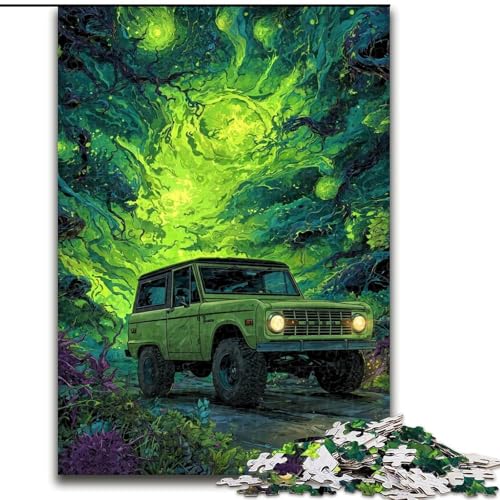 Puzzle für Erwachsene und Jugendliche, 1000 Teile, grüner Sportwagen, für Lernspiele, Herausforderungsspielzeug, einzigartige Heimdekoration und Geschenke (Größe 26x38cm) von RZFWJL