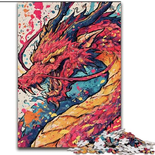 Puzzle für Erwachsene und Jugendliche, Puzzle Bunter Drache, Lernspielzeug ganze Familie (Größe 50x75cm) von RZFWJL