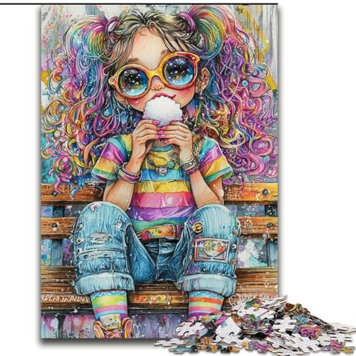 Puzzle für Erwachsene und Teenager, 1000 Teile, Regenbogenmädchen, Denksportaufgabe zur Wanddekoration, einzigartige Geburtstags 14-Jährige (Größe 26x38cm) von RZFWJL