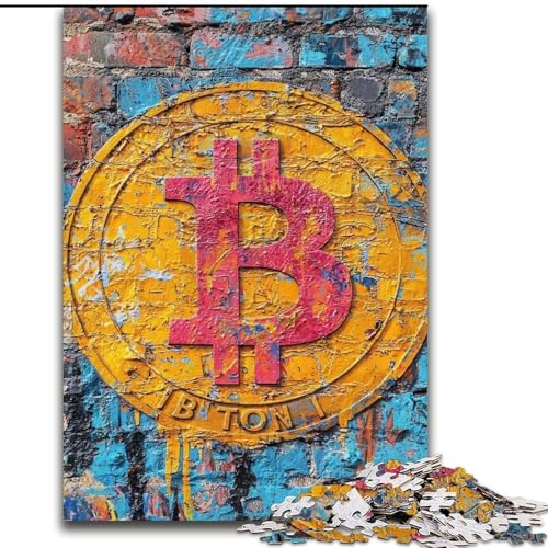Puzzle für Jugendliche, 1000 Puzzleteile, Graffiti Bitcoin, für und ab 14 Jahren, pädagogisches Lernspielzeug, Familienspiele, Geburtstagsgeschenk (Größe 26x38cm) von RZFWJL