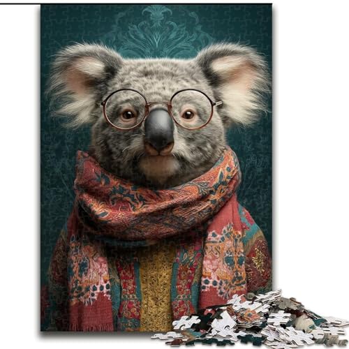 Puzzle für Jugendliche, 1000 Puzzleteile, Koala mit Schal, für und ab 14 Jahren, pädagogisches Lernspielzeug, Familienspiele, Geburtstagsgeschenk (Größe 26x38cm) von RZFWJL