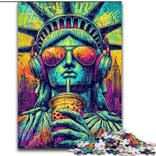 Puzzle für Jugendliche, 1000 Puzzleteile, Pop-Art-Freiheitsstatue, für und ab 14 Jahren, pädagogisches Lernspielzeug, Familienspiele, Geburtstagsgeschenk (Größe 50x75cm) von RZFWJL