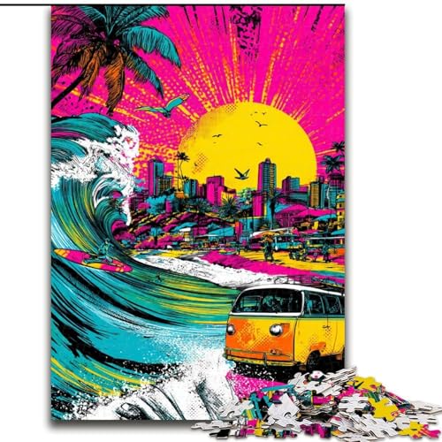 Puzzle für Jugendliche, 1000 Puzzleteile, Surf-Graffiti, für und ab 14 Jahren, pädagogisches Lernspielzeug, Familienspiele, Geburtstagsgeschenk (Größe 50x75cm) von RZFWJL