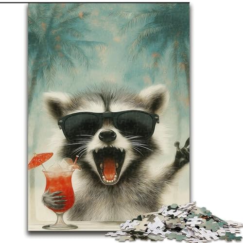 Puzzle für Jugendliche, 1000 Puzzleteile, Waschbär im Urlaub, für und ab 14 Jahren, pädagogisches Lernspielzeug, Familienspiele, Geburtstagsgeschenk (Größe 26x38cm) von RZFWJL