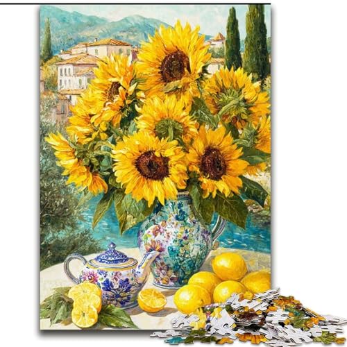 Puzzle für Jugendliche, 1000 Teile, Blumen, Sonnenblumenkunst, für 14+, anspruchsvolles Spiel als Geschenk für die ganze Familie und Freunde (Größe 50x75cm) von RZFWJL