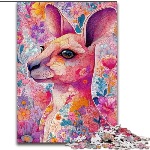 Puzzle für Jugendliche, 1000-teiliges Puzzle, Blumenkänguru, Lernspiele, Heimdekoration, geeignet für die Schreibtischdekoration (Größe 26x38cm) von RZFWJL