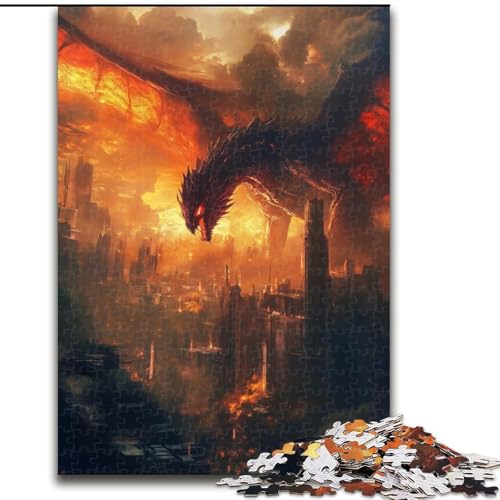 Puzzle für Jugendliche, 1000-teiliges Puzzle, Fantasy Flying Dragon, für 14+, anspruchsvolles Spiel als Geschenk für die ganze Familie und Freunde (Größe 50x75cm) von RZFWJL