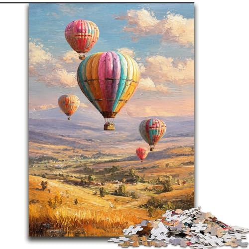Puzzle für Jugendliche, 1000-teiliges Puzzle, Heißluftballon-Ölgemälde, für 14+, anspruchsvolles Spiel als Geschenk für die ganze Familie und Freunde (Größe 26x38cm) von RZFWJL