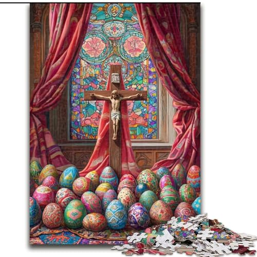 Puzzle für Jugendliche, 1000-teiliges Puzzle, Osterkreuz, Lernspiele, Heimdekoration, geeignet für die Schreibtischdekoration (Größe 50x75cm) von RZFWJL