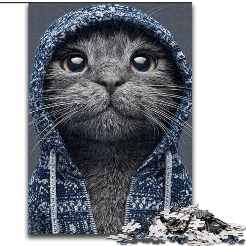Puzzle für Jugendliche, 1000-teiliges Puzzle, Pullover-Katze, für 14+, anspruchsvolles Spiel als Geschenk für die ganze Familie und Freunde (Größe 26x38cm) von RZFWJL
