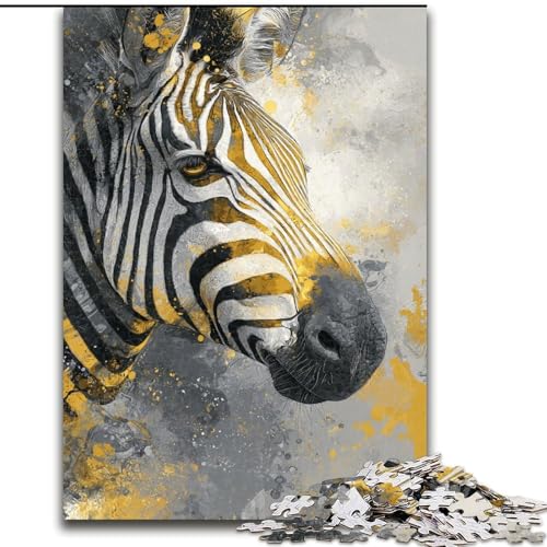 Puzzle für Jugendliche, 1000-teiliges Puzzle, Schwarz-Gold-Zebra, für 14+, anspruchsvolles Spiel als Geschenk für die ganze Familie und Freunde (Größe 50x75cm) von RZFWJL