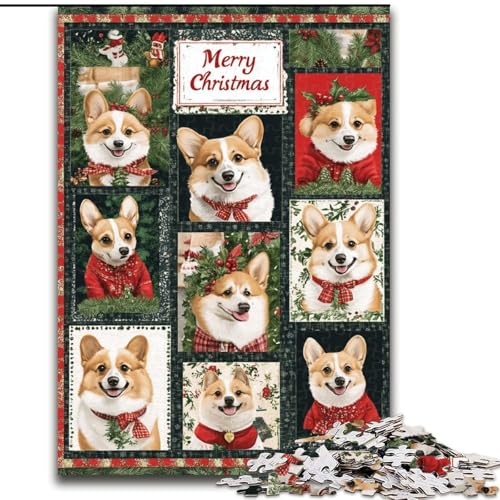 Puzzle für Jugendliche, 1000-teiliges Puzzle, Weihnachts-Corgi-Collage, für 14+, anspruchsvolles Spiel als Geschenk für die ganze Familie und Freunde (Größe 50x75cm) von RZFWJL