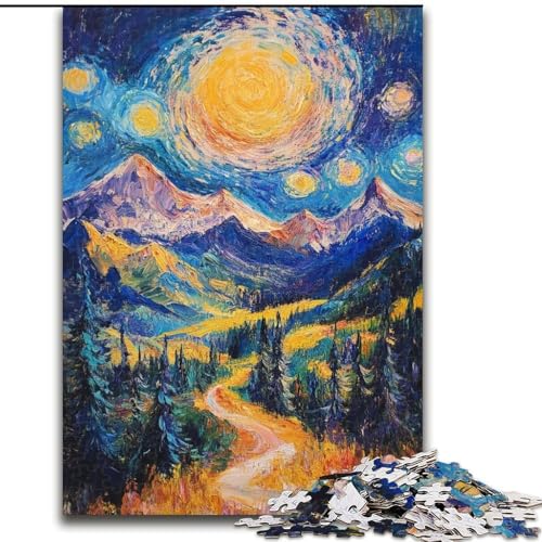 Puzzle für Jugendliche, 1000-teiliges Puzzle Berggemälde von Van Gogh, für 14+, anspruchsvolles Spiel als Geschenk für die ganze Familie und Freunde (Größe 26x38cm) von RZFWJL