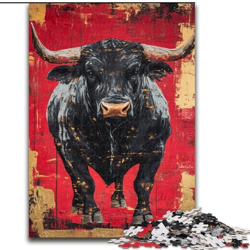 Puzzle für Jugendliche, 1000-teiliges Puzzle Black Gold Bull, für 14+, anspruchsvolles Spiel als Geschenk für die ganze Familie und Freunde (Größe 50x75cm) von RZFWJL