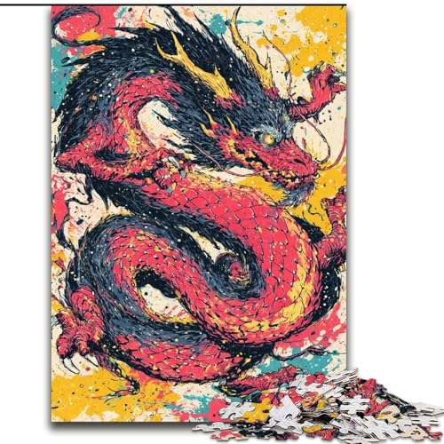 Puzzle für Jugendliche, 1000-teiliges Puzzle Chinesischer Drache, für 14+, anspruchsvolles Spiel als Geschenk für die ganze Familie und Freunde (Größe 26x38cm) von RZFWJL