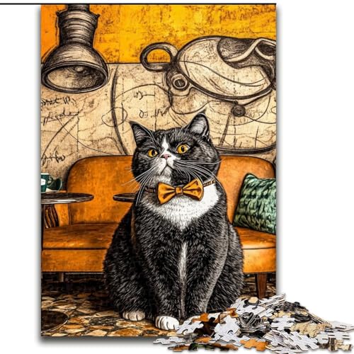 Puzzle für Jugendliche, 1000-teiliges Puzzle Farm Cat, für 14+, anspruchsvolles Spiel als Geschenk für die ganze Familie und Freunde (Größe 50x75cm) von RZFWJL