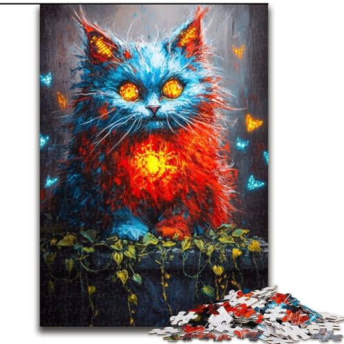 Puzzle für Jugendliche, 1000-teiliges Puzzle Geheimnisvolle Katze, für 14+, anspruchsvolles Spiel als Geschenk für die ganze Familie und Freunde (Größe 50x75cm) von RZFWJL