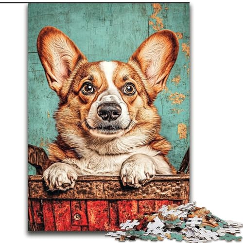 Puzzle für Jugendliche, 1000-teiliges Puzzle Happy Corgi, für 14+, anspruchsvolles Spiel als Geschenk für die ganze Familie und Freunde (Größe 26x38cm) von RZFWJL