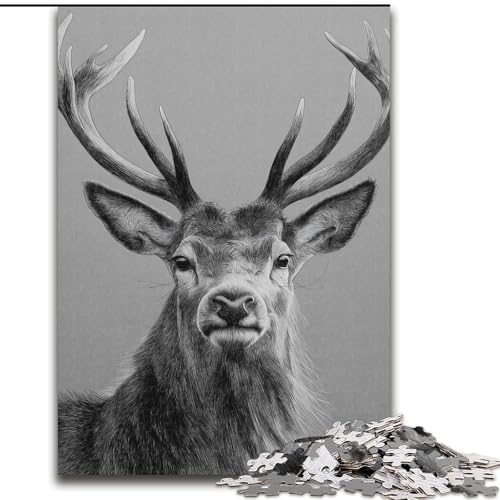 Puzzle für Jugendliche, 1000-teiliges Puzzle Hirsch, für 14+, anspruchsvolles Spiel als Geschenk für die ganze Familie und Freunde (Größe 26x38cm) von RZFWJL