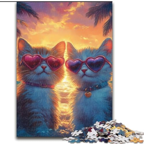 Puzzle für Jugendliche, 1000-teiliges Puzzle Katze, für 14+, anspruchsvolles Spiel als Geschenk für die ganze Familie und Freunde (Größe 50x75cm) von RZFWJL