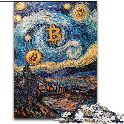 Puzzle für Jugendliche, 1000-teiliges Puzzle Nachthimmel Bitcoin, für 14+, anspruchsvolles Spiel als Geschenk für die ganze Familie und Freunde (Größe 50x75cm) von RZFWJL