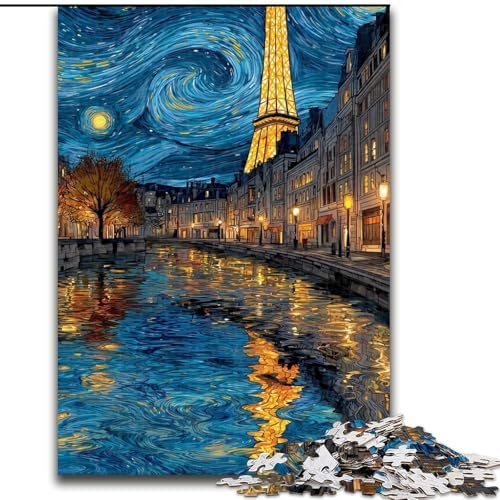 Puzzle für Jugendliche, 1000-teiliges Puzzle Nachthimmel Eiffel, für 14+, anspruchsvolles Spiel als Geschenk für die ganze Familie und Freunde (Größe 26x38cm) von RZFWJL