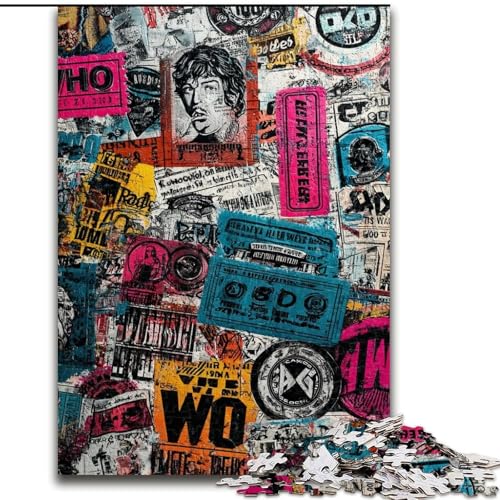 Puzzle für Jugendliche, 1000-teiliges Puzzle Pariser Briefmarkencollage, für 14+, anspruchsvolles Spiel als Geschenk für die ganze Familie und Freunde (Größe 26x38cm) von RZFWJL