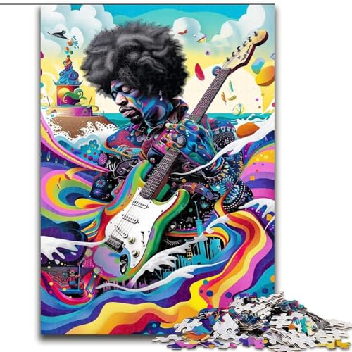 Puzzle für Jugendliche, 1000-teiliges Puzzle Psychedelic Guitarist, für 14+, anspruchsvolles Spiel als Geschenk für die ganze Familie und Freunde (Größe 26x38cm) von RZFWJL