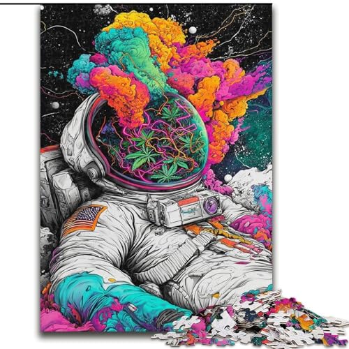 Puzzle für Jugendliche, 1000-teiliges Puzzle Psychedelischer Astronaut, für 14+, anspruchsvolles Spiel als Geschenk für die ganze Familie und Freunde (Größe 26x38cm) von RZFWJL