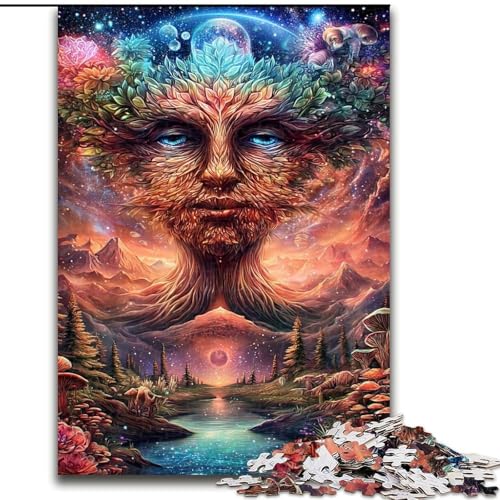 Puzzle für Jugendliche, 1000-teiliges Puzzle Psychedelisches Gesicht, für 14+, anspruchsvolles Spiel als Geschenk für die ganze Familie und Freunde (Größe 26x38cm) von RZFWJL