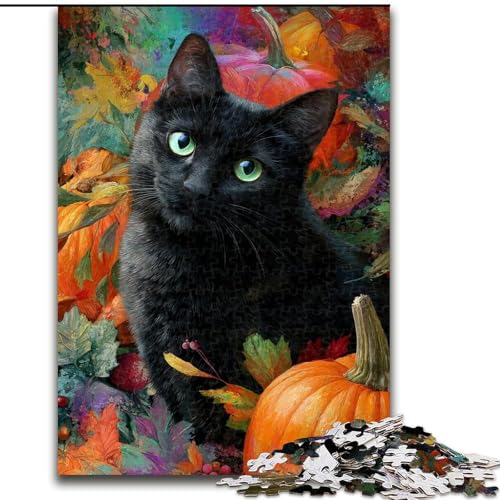 Puzzle für Jugendliche, 1000-teiliges Puzzle Schwarze Katze, für 14+, anspruchsvolles Spiel als Geschenk für die ganze Familie und Freunde (Größe 26x38cm) von RZFWJL