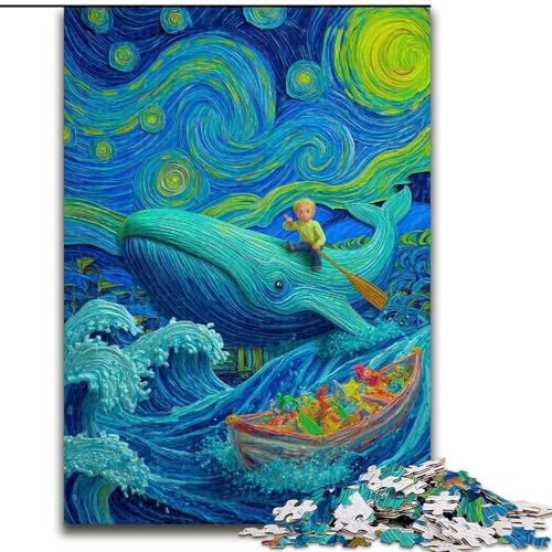 Puzzle für Jugendliche, 1000-teiliges Puzzle Wale am Nachthimmel, für 14+, anspruchsvolles Spiel als Geschenk für die ganze Familie und Freunde (Größe 50x75cm) von RZFWJL