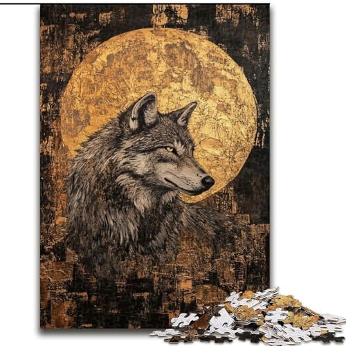 Puzzle für Jugendliche, 1000-teiliges Puzzle Wolf Art, für 14+, anspruchsvolles Spiel als Geschenk für die ganze Familie und Freunde (Größe 26x38cm) von RZFWJL