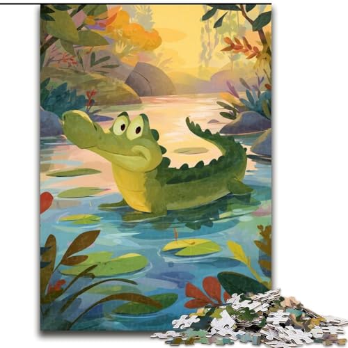 Puzzle für Jugendliche 1000 Puzzleteile Krokodil, für und ab 14 Jahren Pädagogisches Lernspielzeug Familienspiele Geburtstagsgeschenk (Größe 26x38cm) von RZFWJL