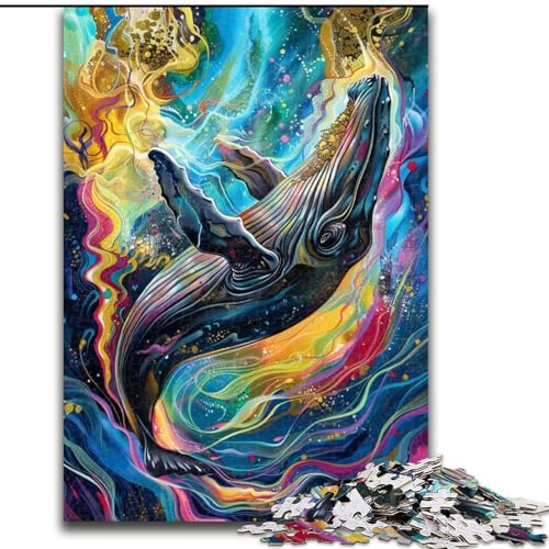Puzzle für Teenager, 1000 Aquarellwale, Lernspiele, Heimdekoration, ganze Familie (Größe 50x75cm) von RZFWJL
